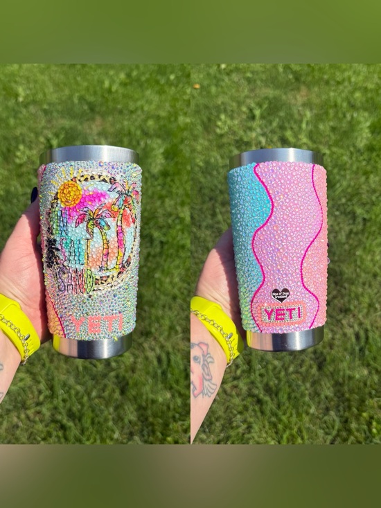 Yeti Accessories - Rhinestone 20 oz white Yeti Tumbler